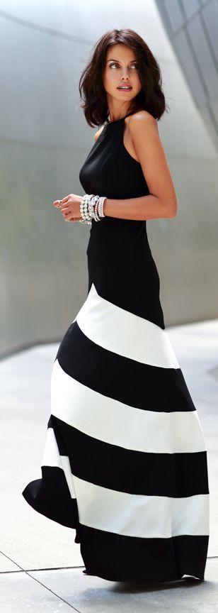 Wedding - Elegant Sleeveless Slim Waist Lace Stripe Long Dress