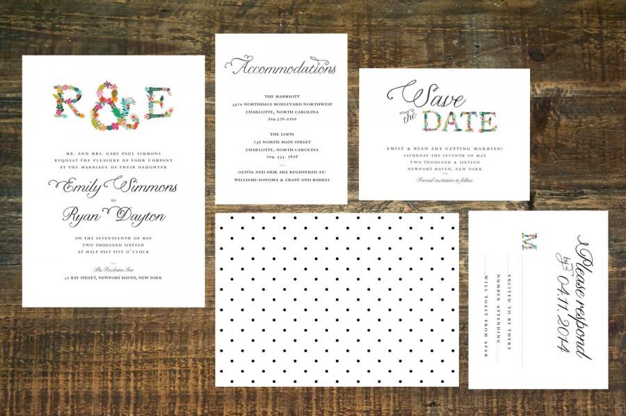 زفاف - Monogram Wedding Invitation Suite (Set of 25) 