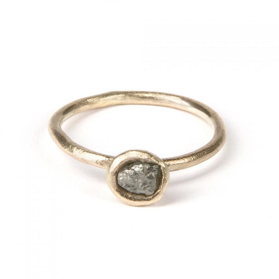 Wedding - Rough diamond bud ring yellow gold, raw diamond ring, alternative engagement ring, rustic ring, rough diamond engagement ring, rustic ring
