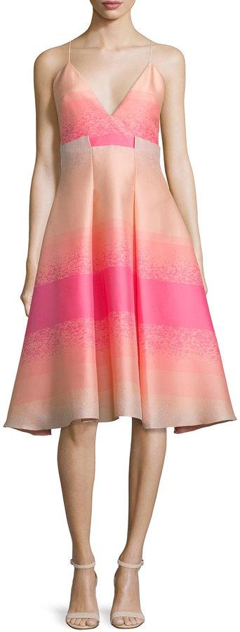 Свадьба - Badgley Mischka Sleeveless Striped-Ombre Dress, Fuchsia/Multi