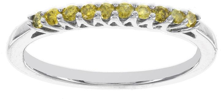 زفاف - MODERN BRIDE 1/5 CT. T.W. Color-Enhanced Yellow Diamond Sterling Silver Band