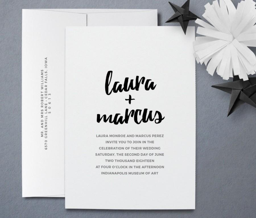 Wedding - Modern Minimalist Wedding Invitation Template Set - Instant Download, Edit in Word