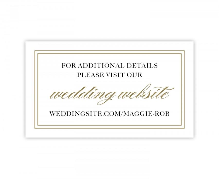 Mariage - Wedding Website Cards, White with Gold Border - Style PIL-044