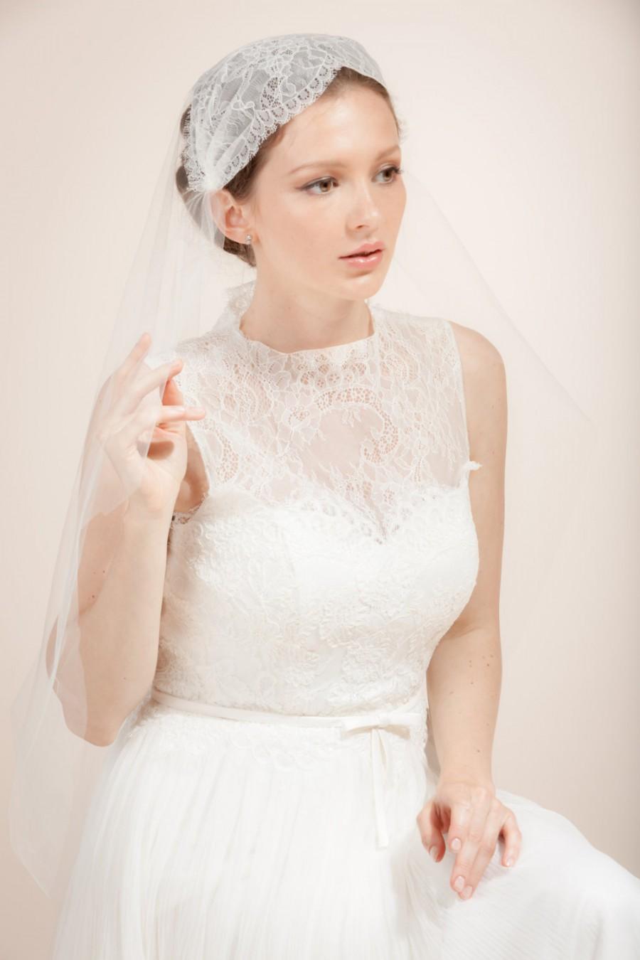 Свадьба - Bridal  veil,  Juliet cap veil, lace cap veil--JANICE style 350