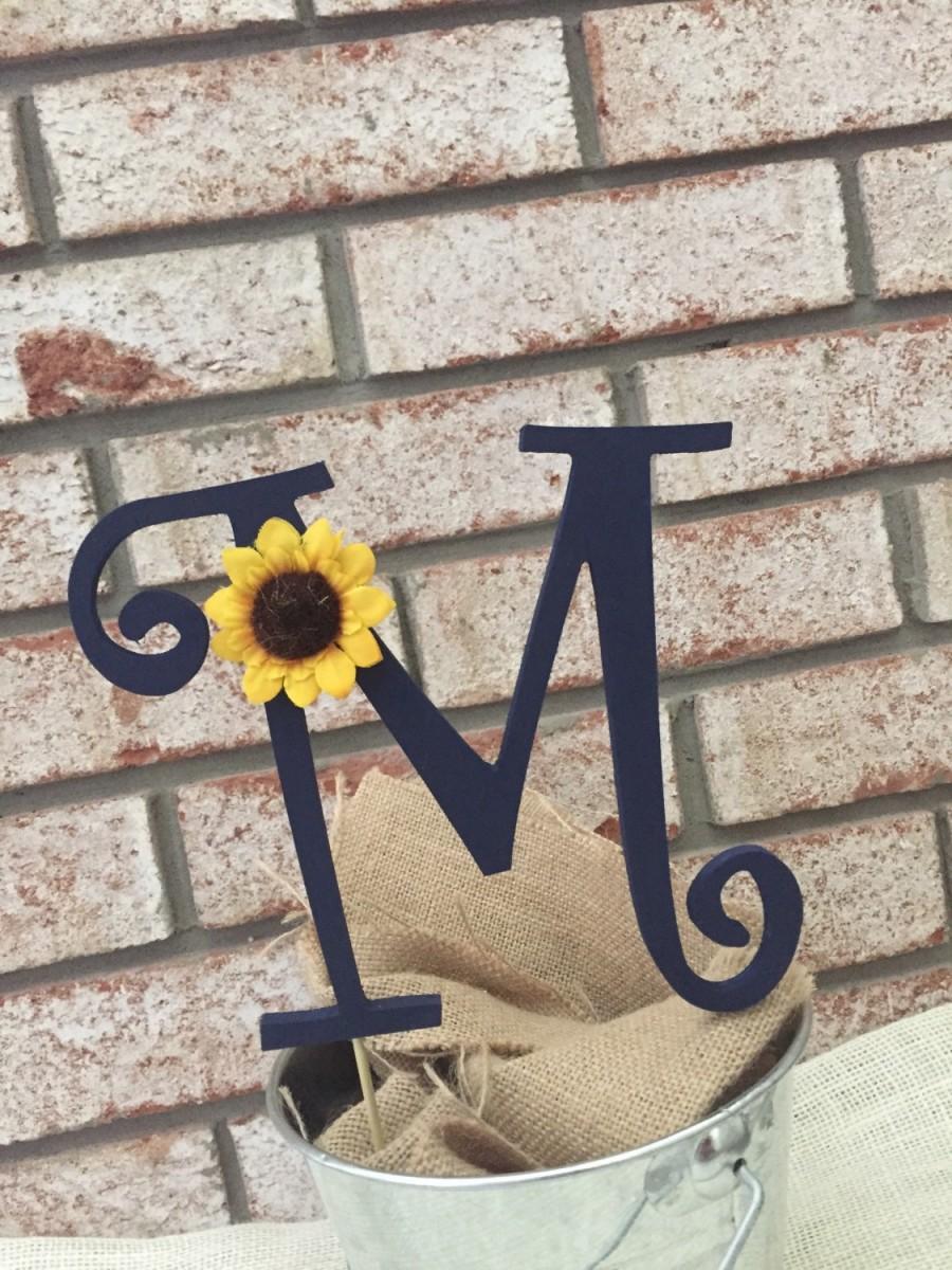 Mariage - Sunflower Wedding Cake Topper -  Rustic Wedding Cake Topper - Wooden Cake Topper - Rustic Wedding - Personalized Wedding Cake Topper