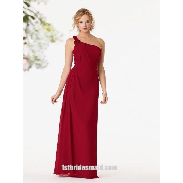 Mariage - A-line One-shoulder Chiffon Bridesmaid Dress With Flower(BD0800)