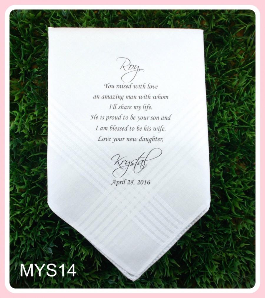 Hochzeit - Father of the Groom Hankerchief-Wedding Handkerchief-PRINT-CUSTOMIZE-Wedding hankies-Father in Law-Wedding Gift-Father of the bride gift