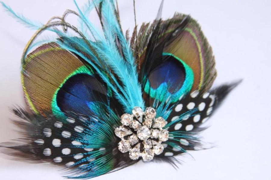 Свадьба - Peacock Feather Fascinator, Wedding Fascinator Hairclip