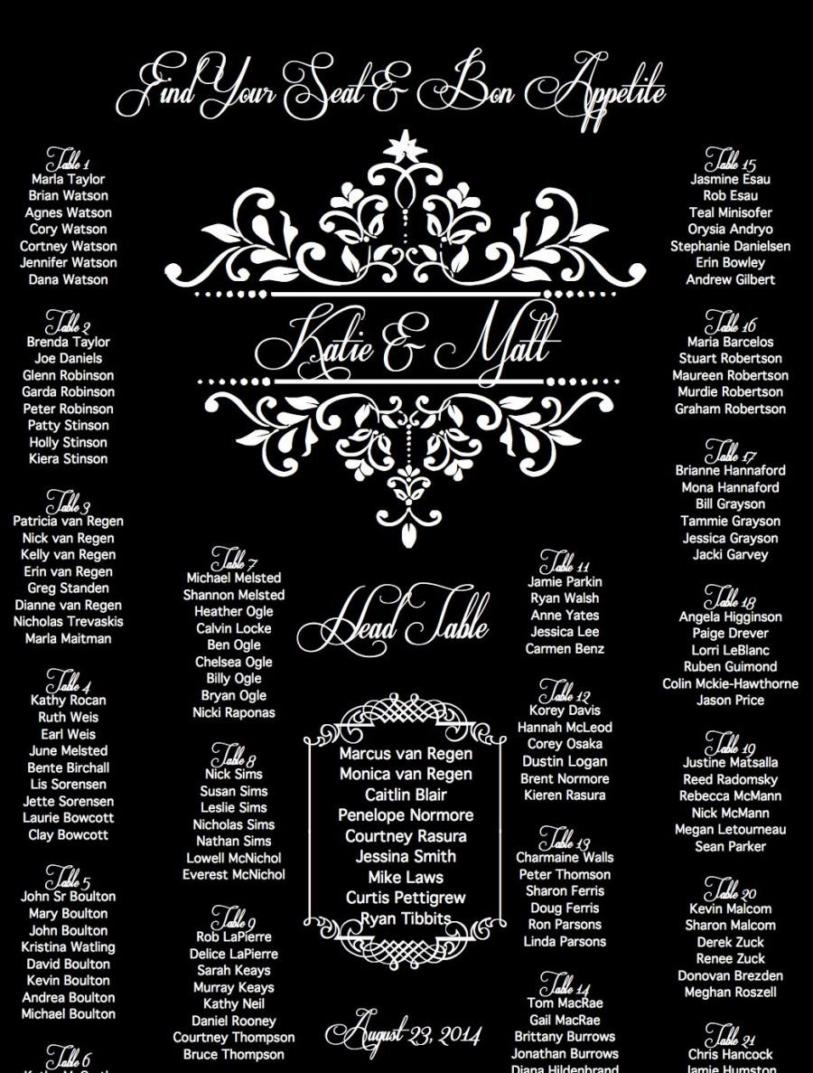 Hochzeit - Wedding Seating Chart & Matching Table Numbers 5x7