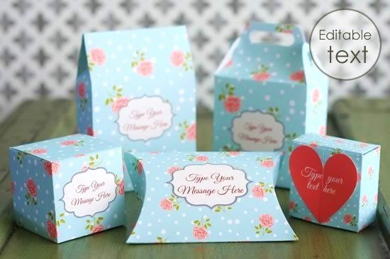 Wedding - Printable Gift Boxes - Personalize And Print At Home!