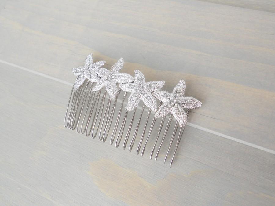 Hochzeit - Starfish Hair Comb, Starfish Hair Pin, Beach Wedding, Bridal Hair Piece