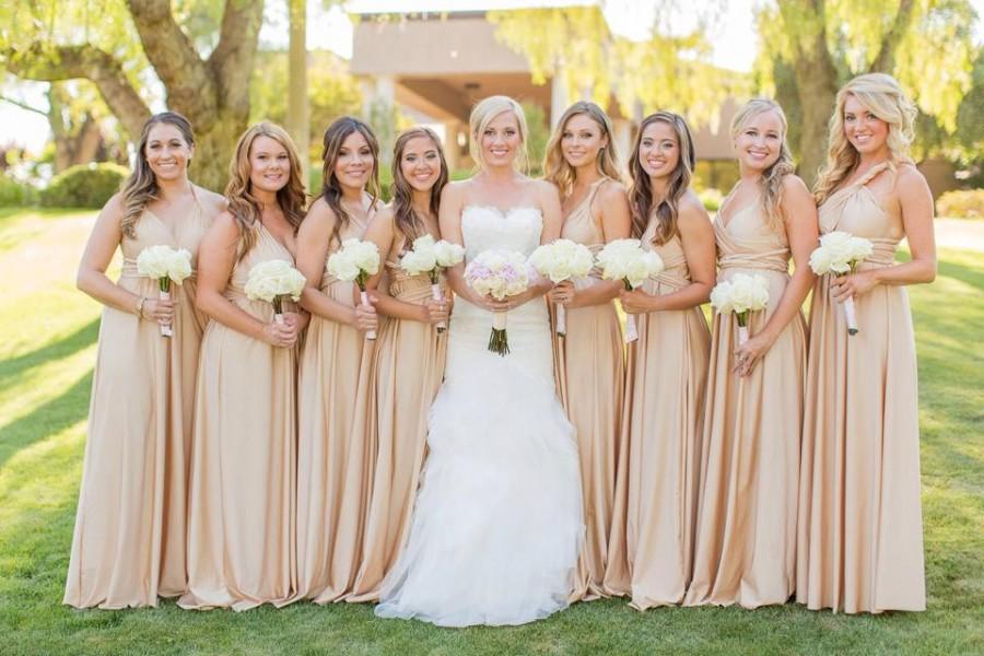 Wedding - Upscale Infinity Dresses (compare to twobirds) any bridesmaids size/length blush dusty pink rosegold khaki nude sage gold rose metalic glam