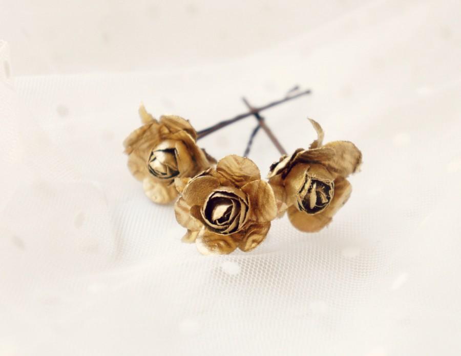 Gold Flower Hair Clips Rose Bobby Pins Hair Clips Gold
