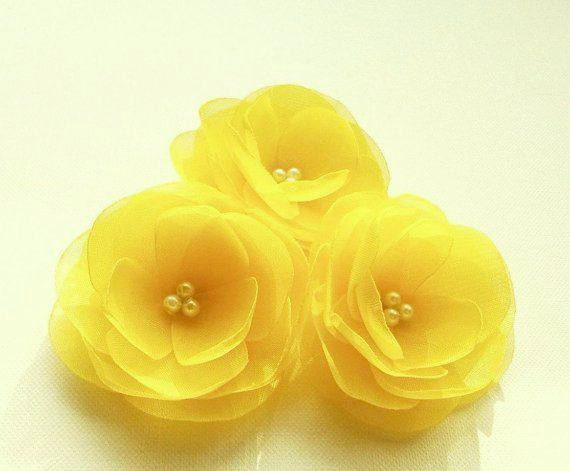 yellow flower hair pins