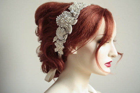 زفاف - Floral Wedding Headpiece - Ash (Made to order)