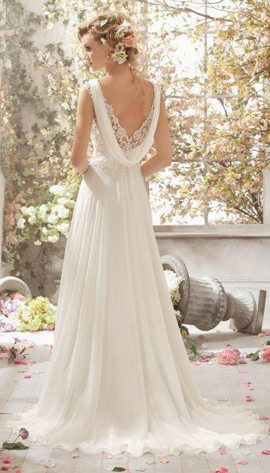 Mariage - White Ivory Lace Bridal Gown Beach Wedding Dress Custom Size 6 8 10 12 14 16 18 