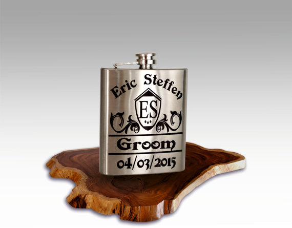 زفاف - Personalized Flask, Personalized Stainless Steel 7oz Hip Flask, Personalized Gift for Groomsman, Best Man, Custom Hip Flask, Gift for Groom