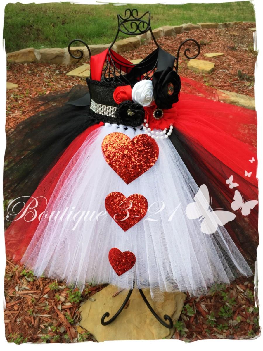 Hochzeit - Queen of Hearts tutu dress / Valentines Day tutu dress / Red tutu dress / White tutu dress / Black tutu dress