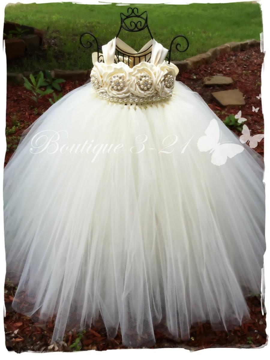 Свадьба - Ivory Flower Girl Dress, Ivory tutu dress, Flower Girl Tutu Dress, Wedding tutu dress, Ivory and pearls flower girl tutu dress, flower girl