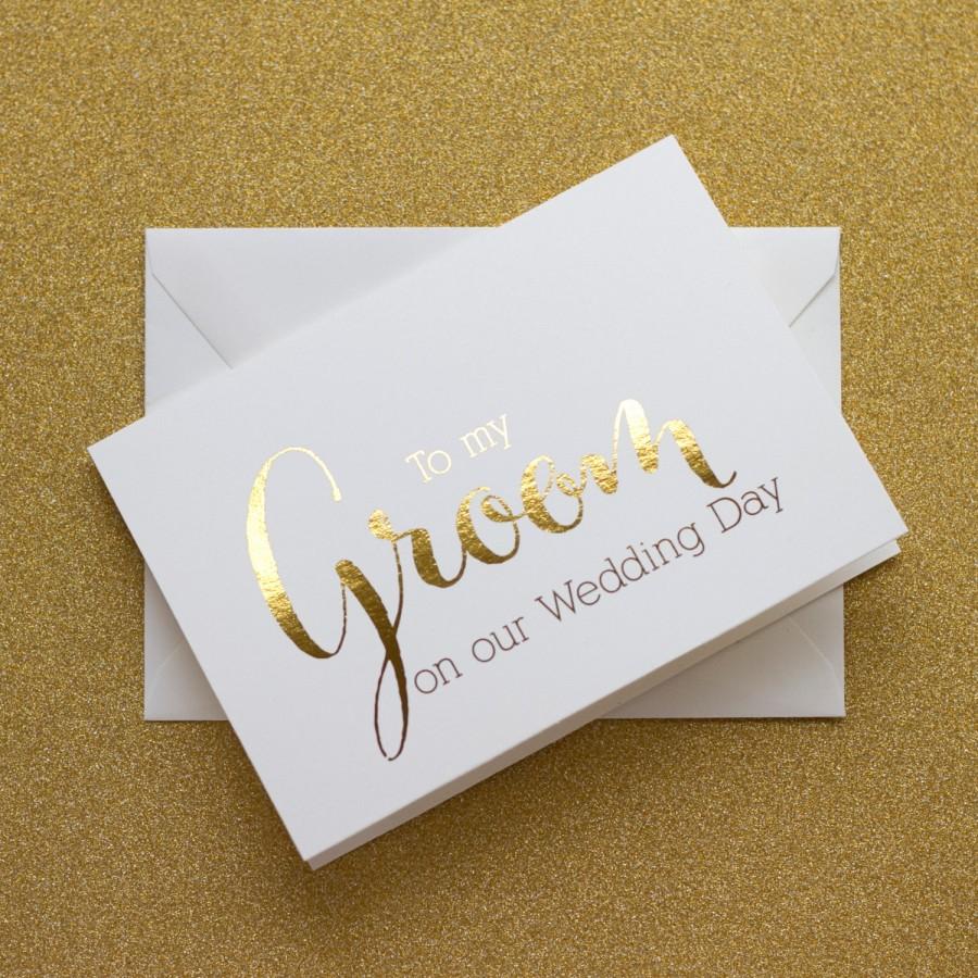 Свадьба - Gold Foiled Card, To My Groom Card, Silver Foiled Cards, Wedding Day Card, Wedding Day Cards (WD182-CN)