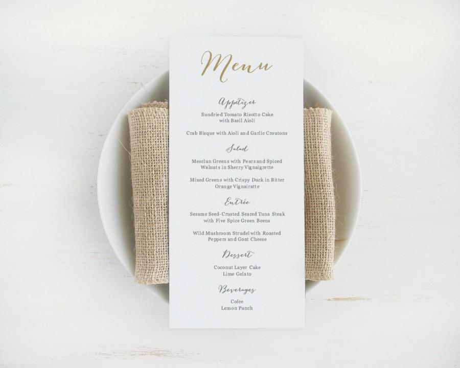 Mariage - Printable Wedding Menu Template, Editable Text and Color, Instant Download, Printable Menu 