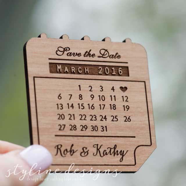 Wedding - 50+ Calendar Save the Date Magnets - Laser cut and Etched on Wood