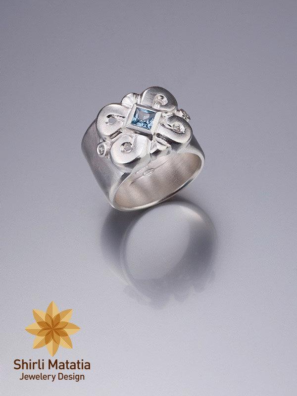 زفاف - Silver Statement Ring -  engagement ring , silver ring , silver engagement ring , gemstone ring , wedding jewelry , jerusalem , holy land