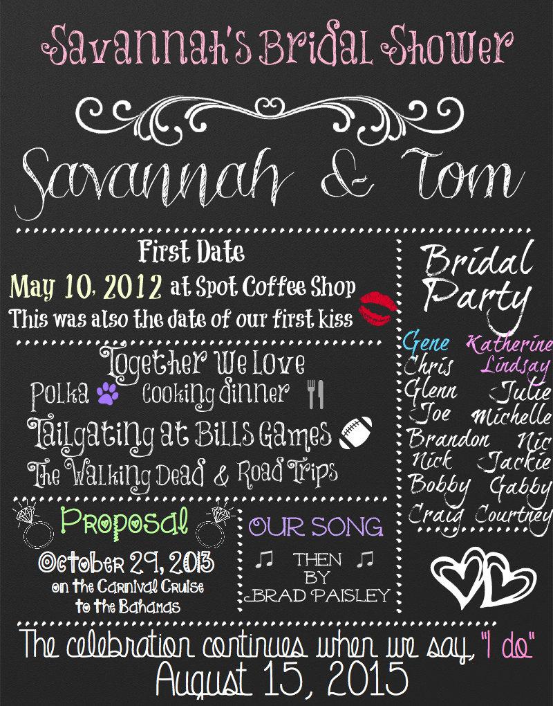Свадьба - Personalized Bridal Shower Chalkboard Poster - DIGITAL FILE