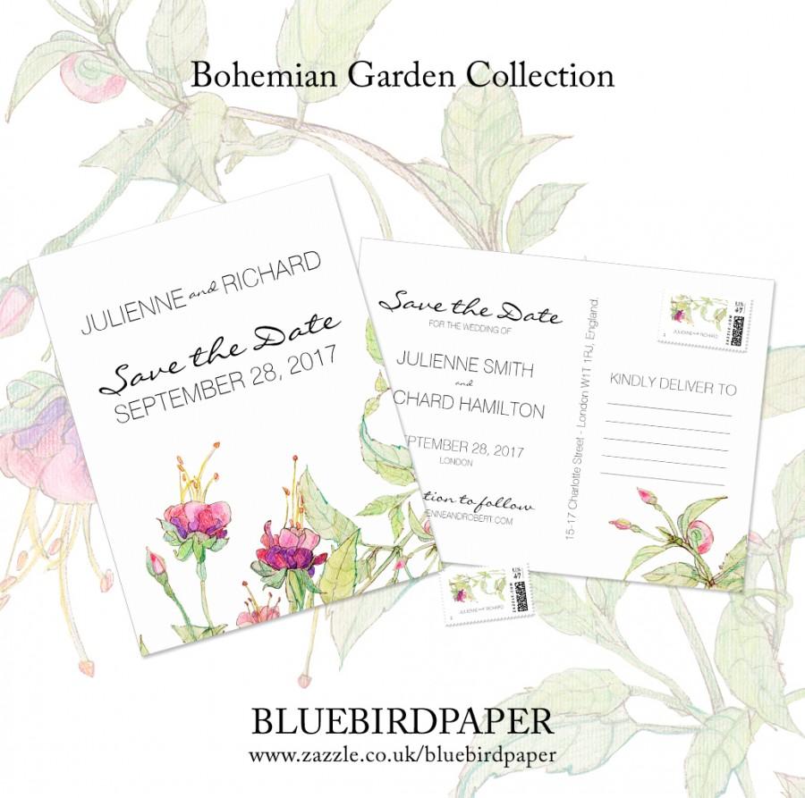 زفاف - Bohemian Garden, a boho save the date postcard