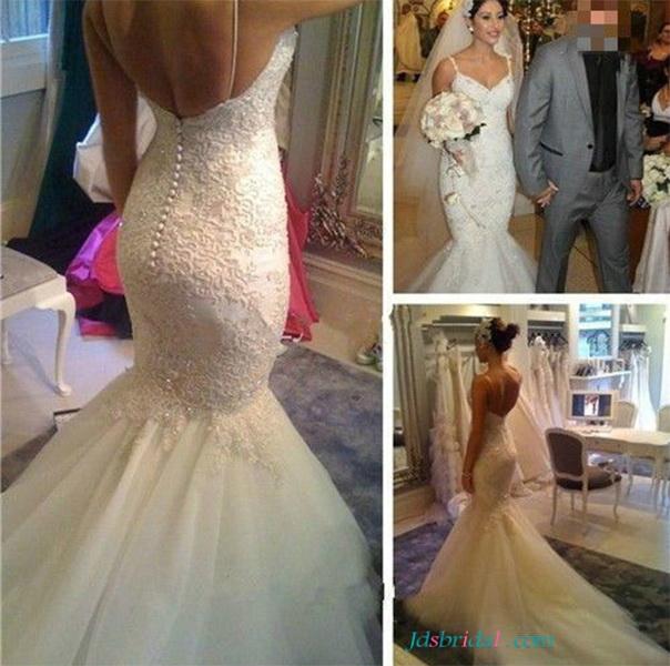 Wedding - perfect lace mermaid wedding dress for curve women