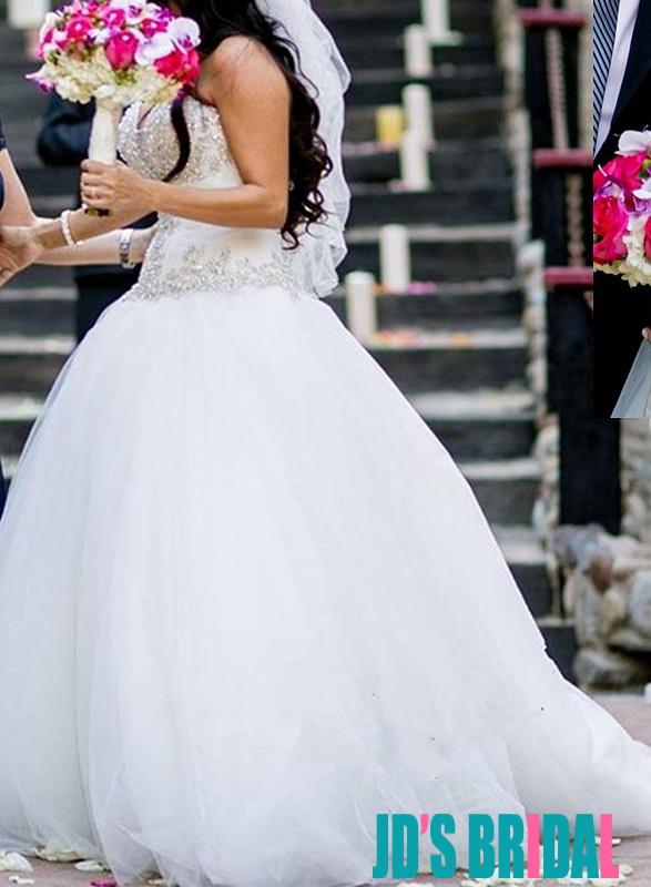 زفاف - Plus size sparkly sweetheart tulle wedding dresses