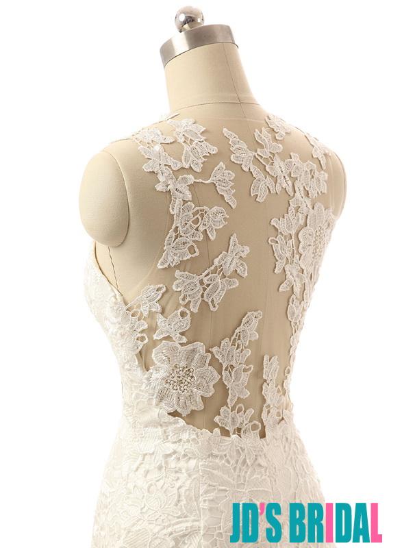 Mariage - Sexy lace mermaid wedding dress with sheer back