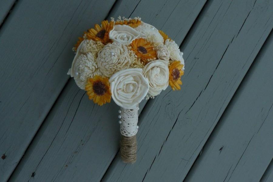 Wedding - Wedding, Sola wood Bouquet, Yellow Orange Fall Bouquet, Bridal Bouquet, Sola flowers, Bouquet, Handmade