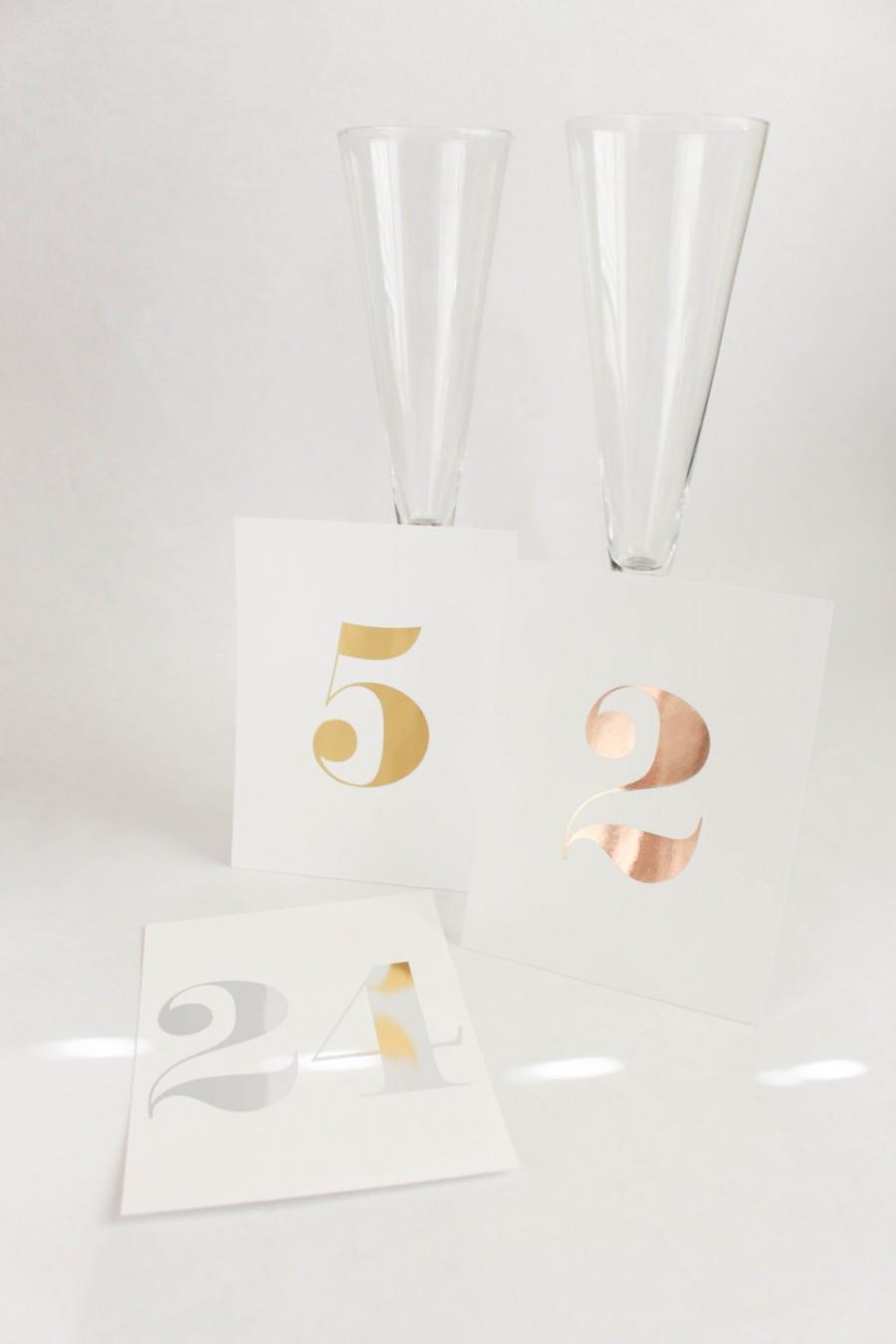 Wedding - Wedding Table Number Cards with Reserved Table Cards // Gold Foil Printed // Pack of 40 with 4 Reserved Table Cards