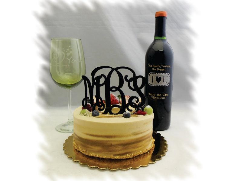 Mariage - 5" Beautiful Monogram Acrylic Wedding Cake Topper (Laser Cut Acrylic )Special Custom Handmade Inital Name Cake Topper