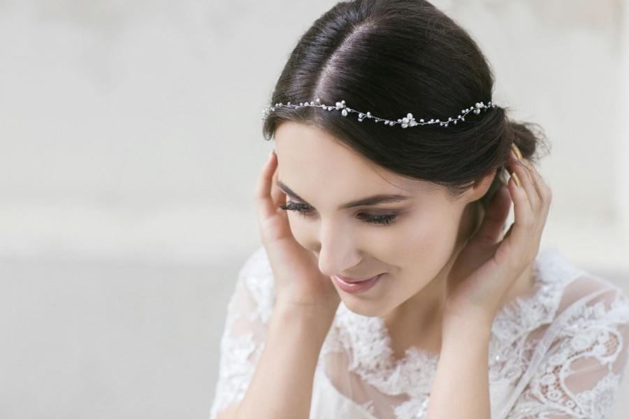 زفاف - Wedding Hair Accessories, Wedding Headband, Delicate Pearl Hair Vine , Bridal Hair Piece, Wedding Pearl Hair Vine , Opal Hair  Accessory