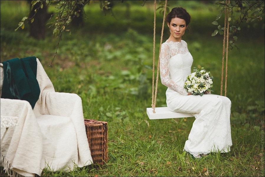 زفاف - Fitted Style Lace Long Wedding Dress with Lase Sleeves L38, Ivory Lace Wedding Gown, Long Sleeve Wedding Dress