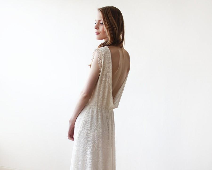 Hochzeit - Sleeveless Ivory backless lace maxi wedding dress, Lace wedding dress, Maxi lace wedding dress