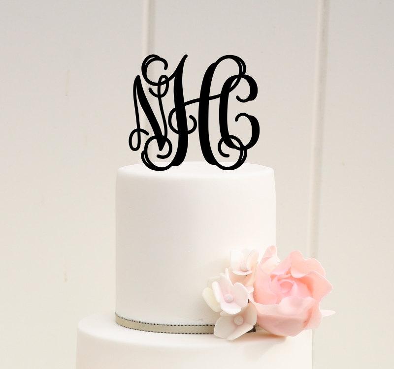 Свадьба - Vine Monogram Wedding Cake Topper Personalized with YOUR Initials