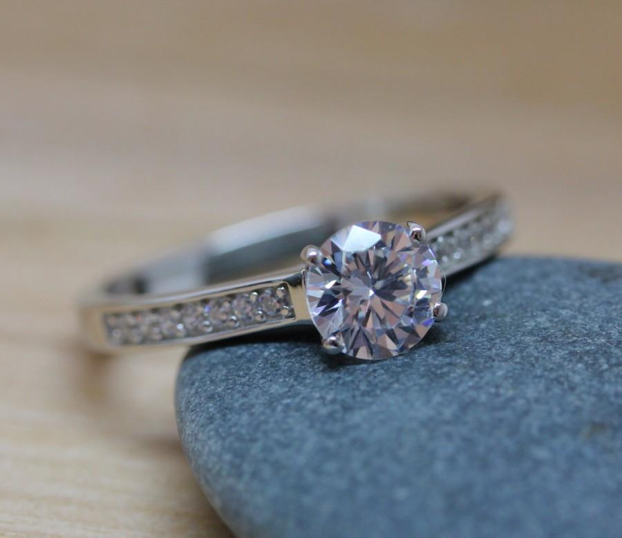زفاف - 1ct Lab diamond Solitaire ring available in white gold or sterling silver - engagement ring - wedding ring - silver ring