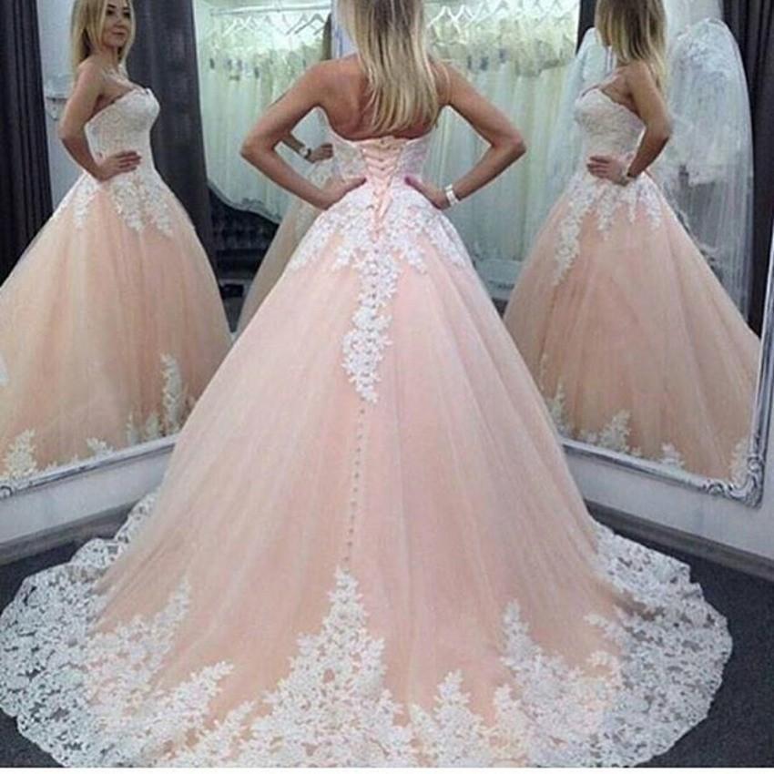 Свадьба - Real Picture Pink Colorful Lace Wedding Dresses Ball 2016 Applique Tulle A Line Corset Back Robe De Mariage Plus Size Bridal Gowns Online with $109.8/Piece on Hjklp88's Store 