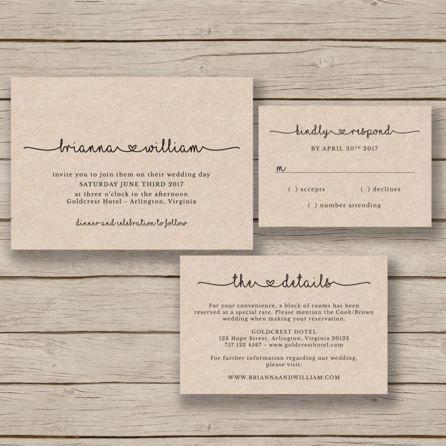 Wedding Invitation Template - Rustic Wedding Printable - EDITABLE