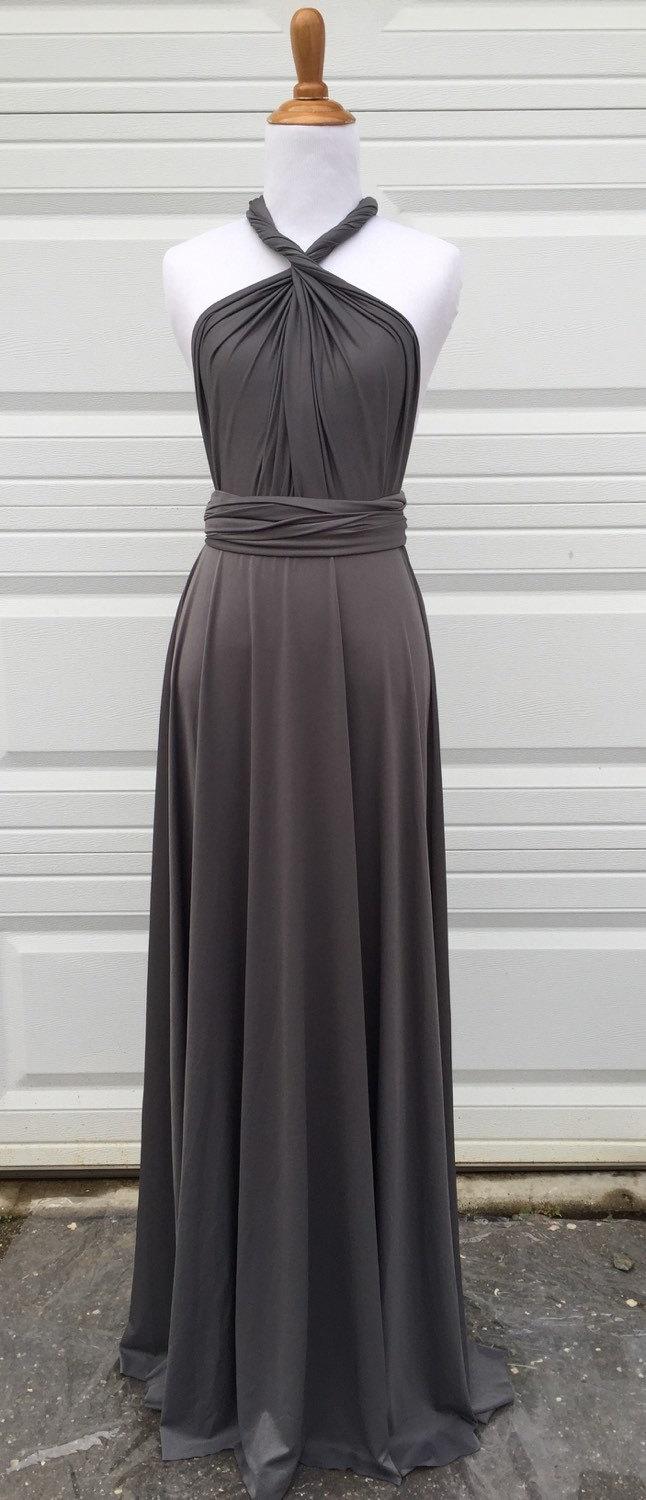 زفاف - Sweet heart Wrap Convertible Infinity Dress Evening Dresses Straight Hem Floor Length Slate grey Bridesmaid Dress-C28#