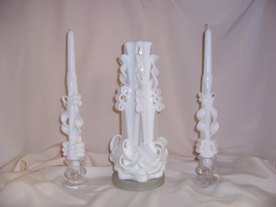 Wedding - Unity candle, white basket weave