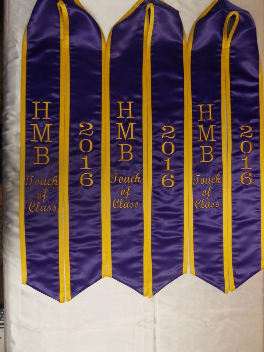 زفاف - Graduation stoles heavyweight Purple satin  / Honor gold satin trim / Gold  thread / Design your Graduation stoles
