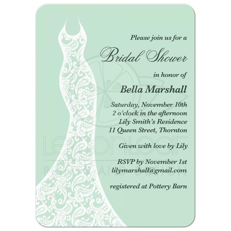 Wedding - Bridal Shower Invitation Beautiful Mint