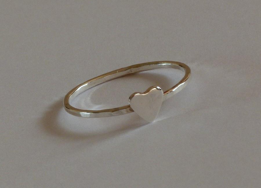 Свадьба - Sterling Silver heart ring - wedding ring - engagement ring - friendship ring - commitement ring - best friends ring -LOVE ring