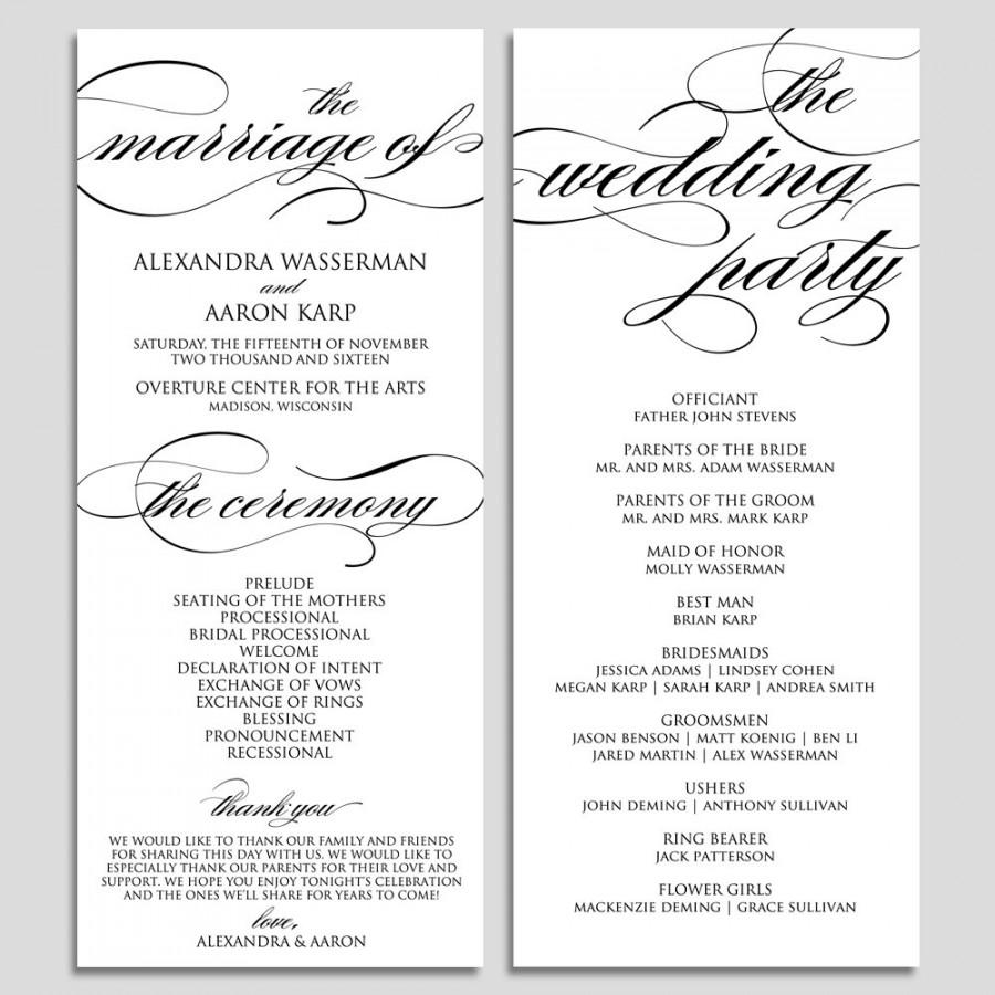 Elegant Wedding Ceremony Program Template Gray Text Wedding Program 