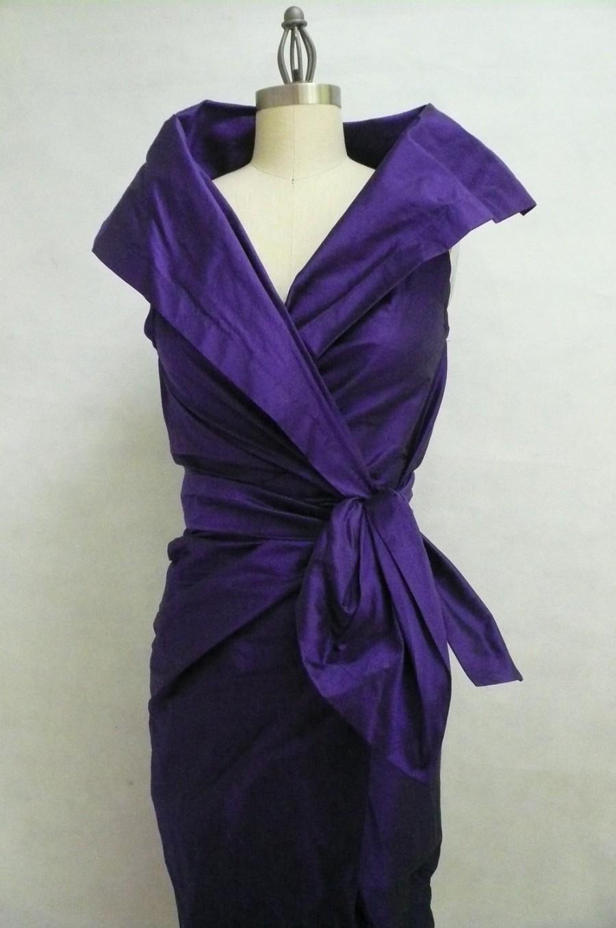 زفاف - Maria Severyna Royal Purple Dupioni Wrap Dress