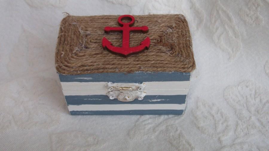 Hochzeit - Beachy Coastal Nautical Shabby Chic Rustic Wedding Ring BOx Gift Box Trinket Box Wedding Decor